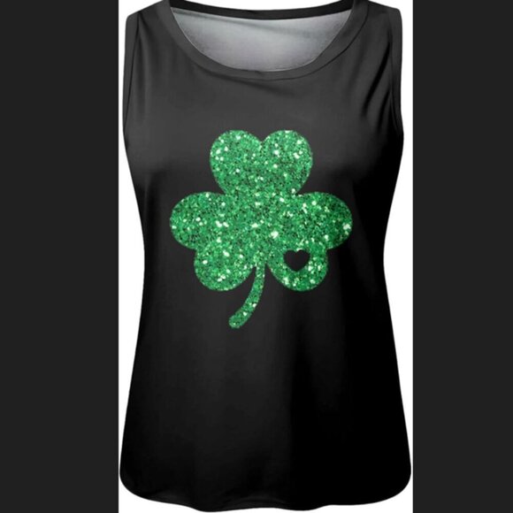 St Patricks Day Lucky Green Clover Shamrock Women Women Flowy Tank 4x - Picture 3 of 7